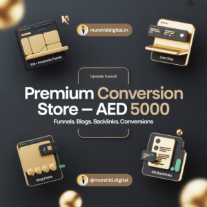 High-conversion e-commerce setup with automation, marketing funnels, and upsell integration – Murshid Digital premium package